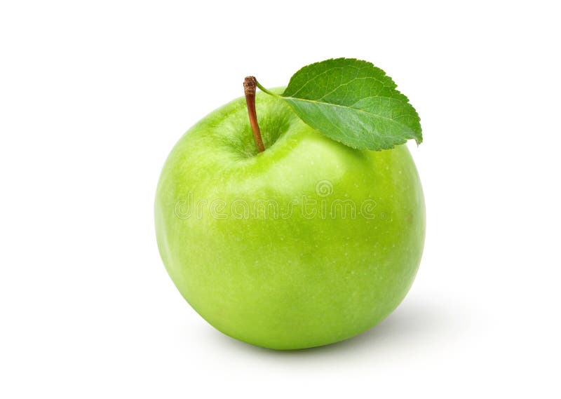 Fresh Green Apple with Green Leaf Stock Image - Image of isolated, green:  175907449