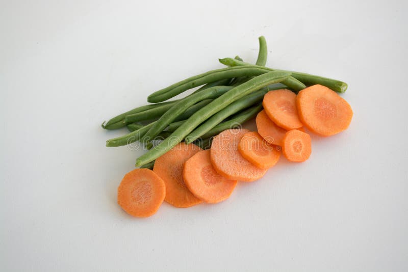 Fresh Green Beans and Sliced Carrots Stock Photo Image of orange