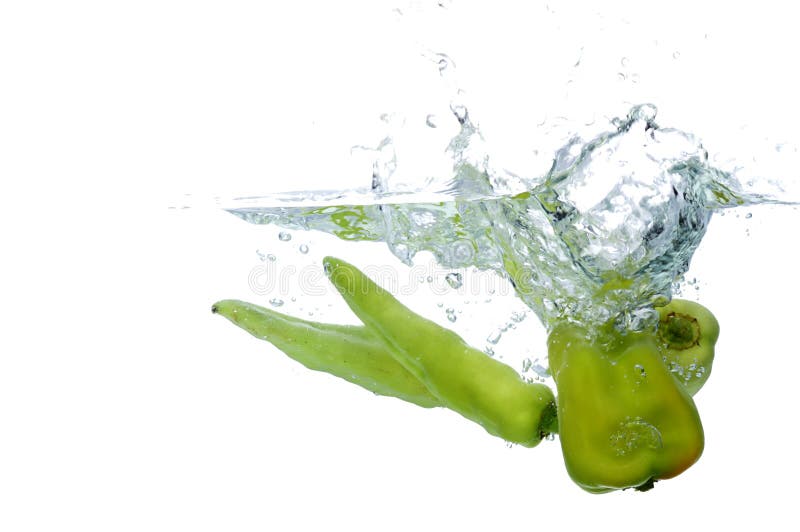 Fresh green chili paprika splash water