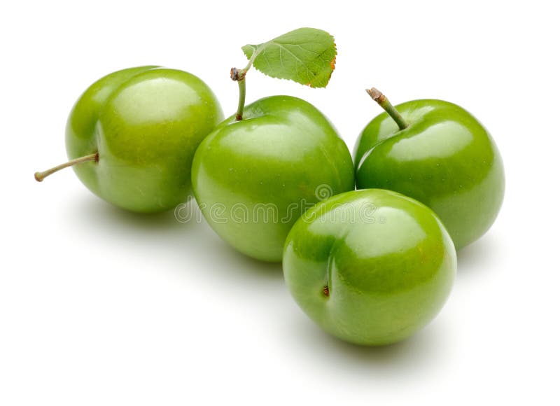 Fresh Green Plums with Leaf Stock Photo Image of macro, diet 137653690