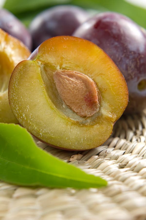 Fresh Green Plums with Leaves Stock Image Image of closeup, leaf