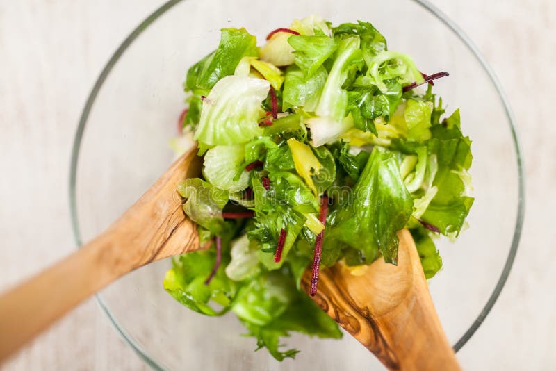 Fresh green salad stock photo. Image of food, leaf, olive 114591420