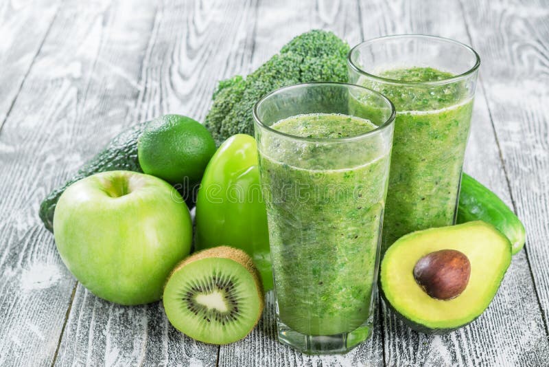 Fresh Green Smoothie from Fruit and Vegetables Stock Image Image of