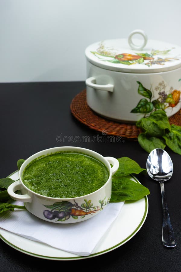 Fresh green spinach soup stock image. Image of healthy 69593347