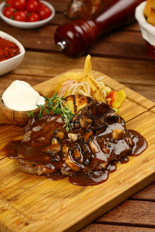 Fresh Grilled Beef Steak with Barbecue Sauce Stock Image Image of