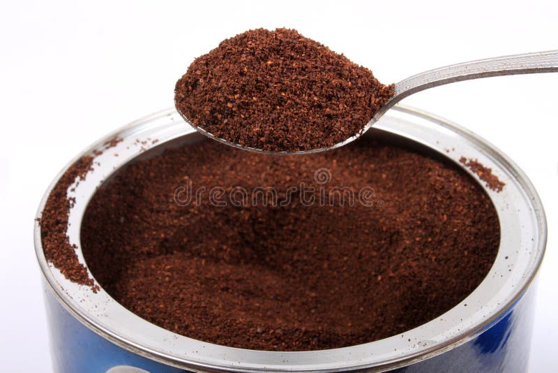 Fresh ground coffee in can stock image. Image of roasted 21437371