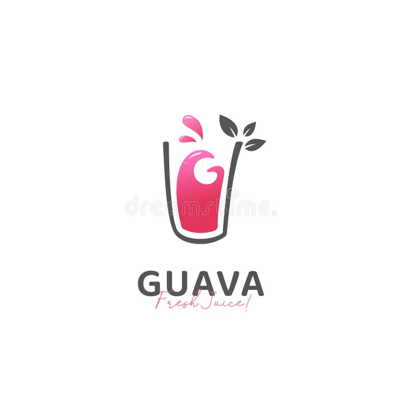 Fresh Guava fruit juice drink logo icon template stock illustration