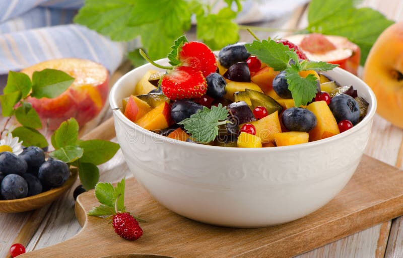 Fresh healthy fruit salad stock photo. Image of dessert 44385032
