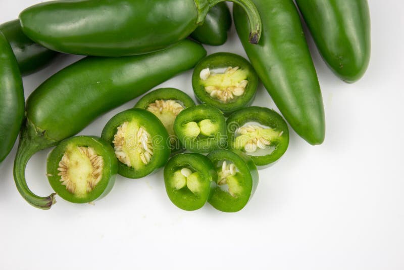 Fresh, healthy jalapeno pepper slices from my garden royalty free stock image
