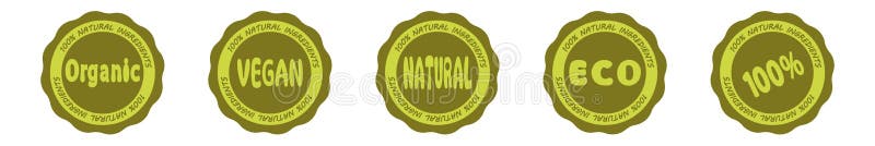 Fresh healthy organic food logo labels and tags. Set flat vegan icon on white background. Natural, Ecology, Organic logo and stock illustration Fresh healthy organic food logo labels and tags. Set flat vegan icon on white background. Natural, Ecology, Organic logo and stock illustration