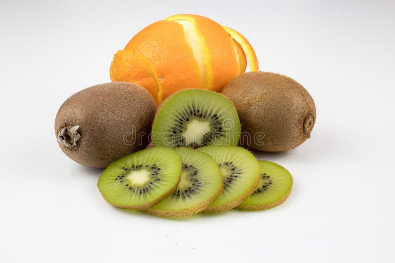 Kiwi and orange on background royalty free stock photo