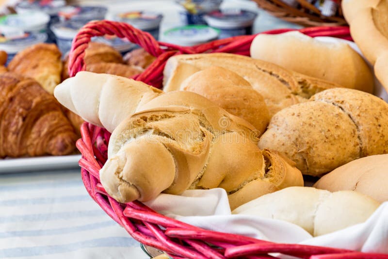 Fresh Homemade Bread at Hotel Buffet Setting Table Stock Image - Image ...