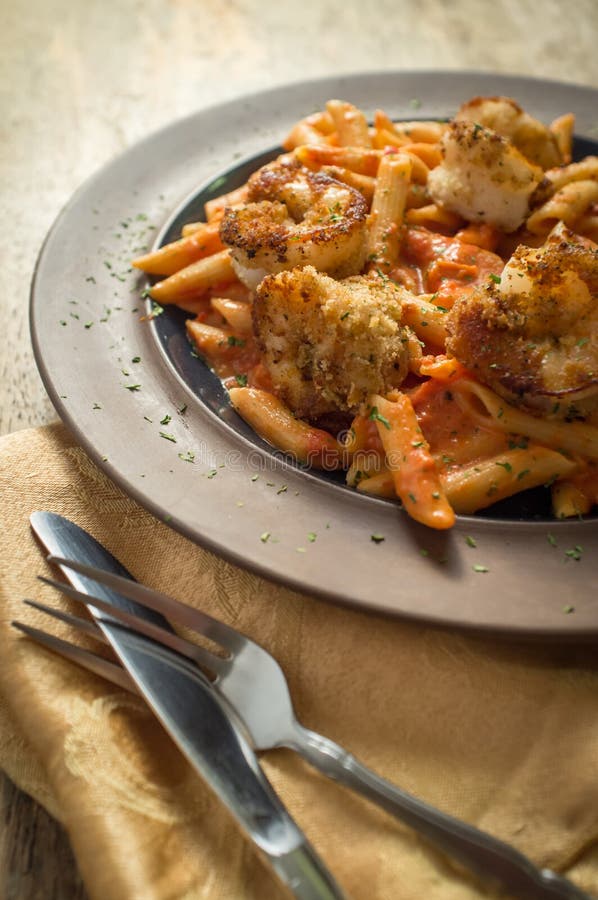 Shrimp Penne Alla Vodka stock image. Image of organic 118905503