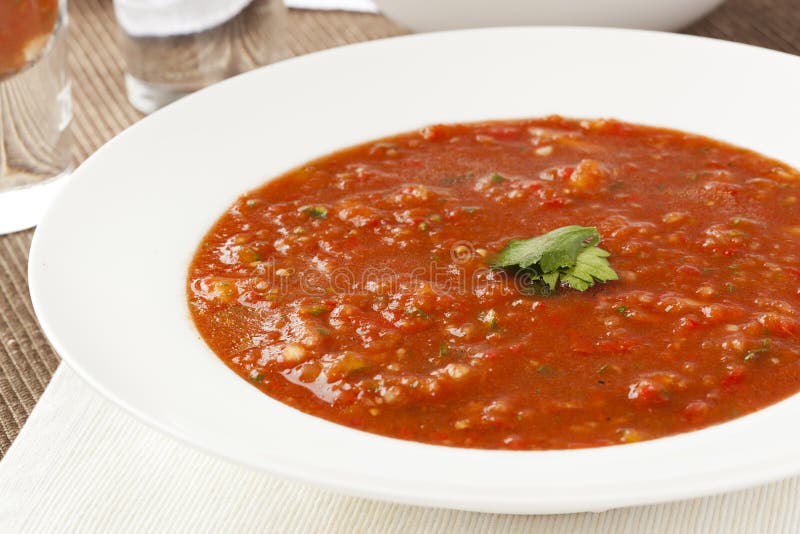 Fresh Homemade Cold Gazpacho Soup Stock Image Image of garnish