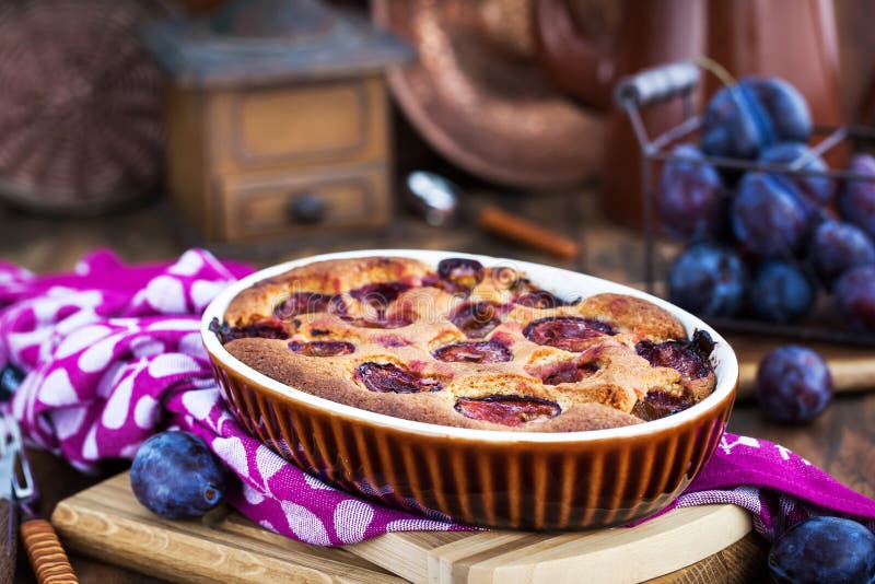 Fresh homemade dimply plum cake