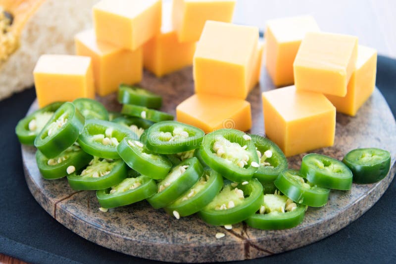 Fresh Jalapeno Peppers and Cheddar Cheese Stock Image Image of diet