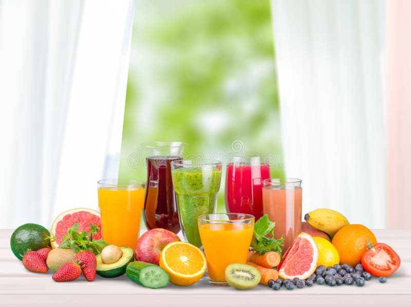 Glasses of Fresh Juice on Background Stock Photo - Image of eating,  beverages: 112026062