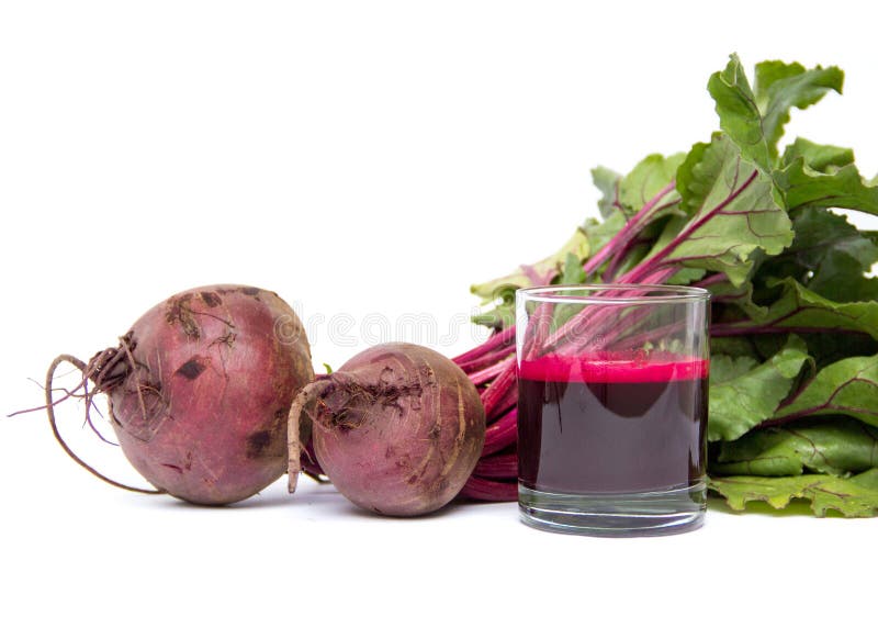 Fresh juice of red beets on white stock images