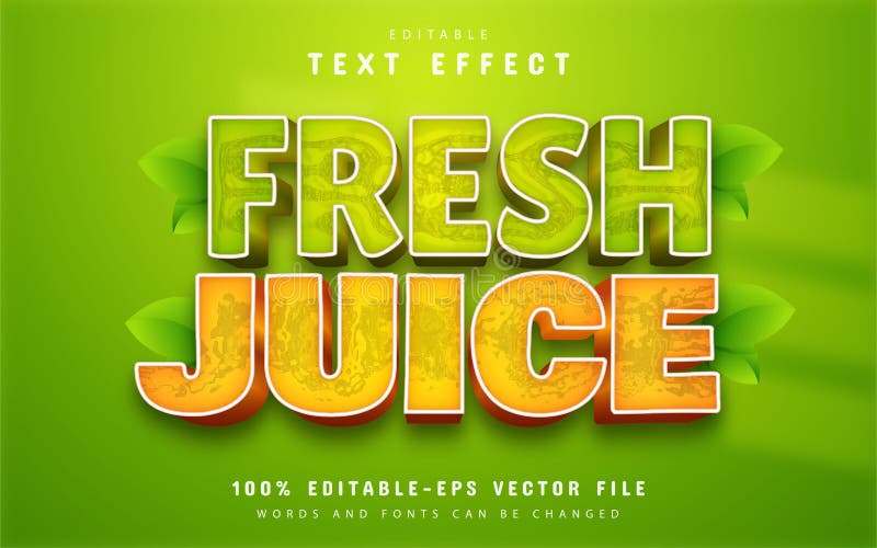 Fresh Juice Text Effect Editable Stock Vector Illustration of banner