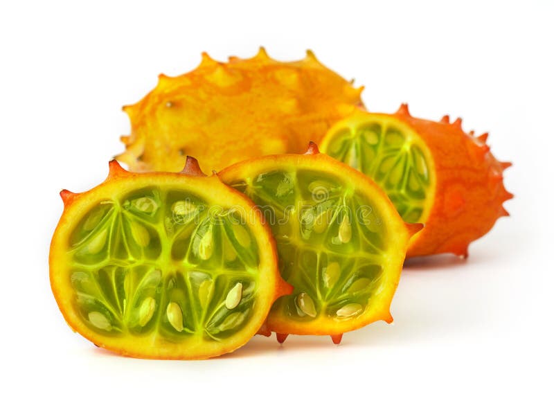 Fresh kiwano on white stock photo. Image of juicy, eating 141011186