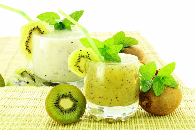 Fresh Kiwi Fruit Juice and Milkshake Stock Photo Image of fresh