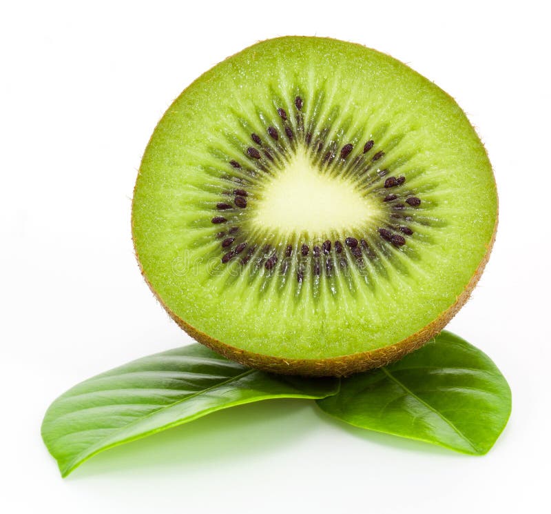 Fresh kiwi fruit and leaves
