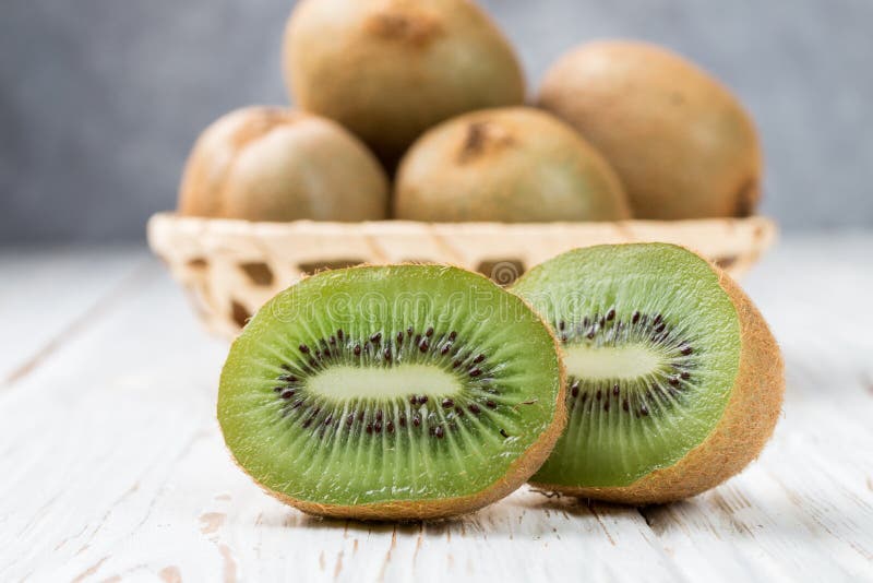 Fresh Kiwi Fruit Whole And Cut Stock Image Image of background, fruit