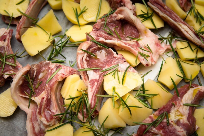 Fresh Lamb Chops At The Market Stock Photo Image of sale, rosemary