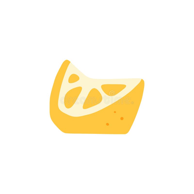 Fresh Lemon Wedge Flat Illustration. En ny citronkilo i enkelt, platt stil, isolerad på vit bakgrund.