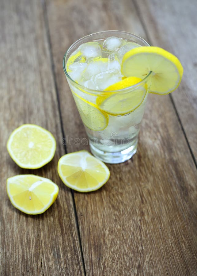 Fresh Lemonade and Soda in a Glass on a Wooden Stock Photo Image of