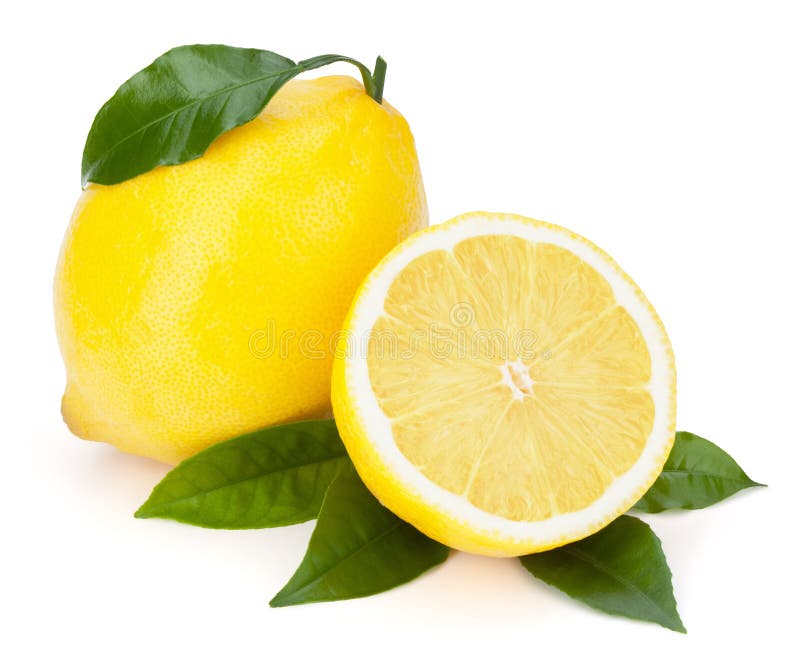 Fresh lemons with leaves. stock photo. Image of path 36878400