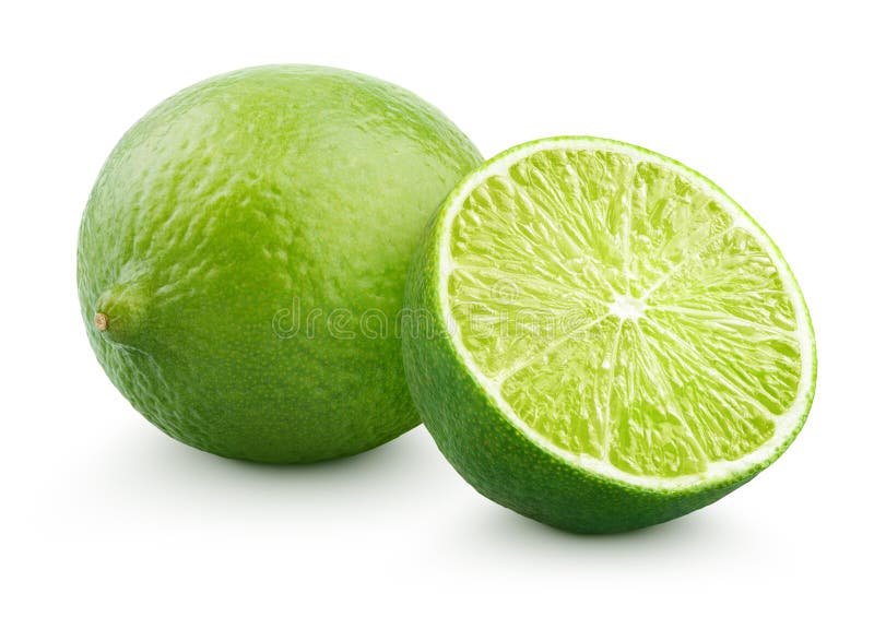 Fresh lime citrus fruit with half