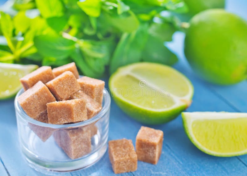 Fresh limes with sugar stock image. Image of grungy, menthol 53945327