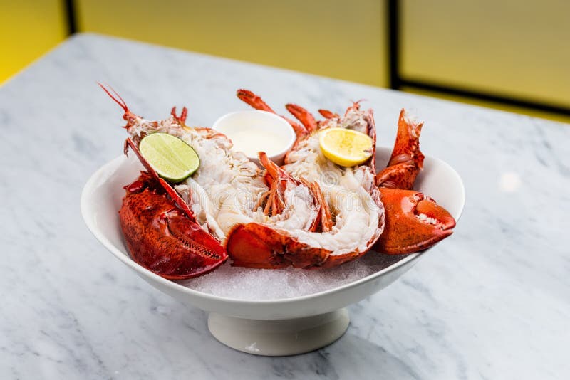 Fresh Lobster with Sauce and Lime Stock Image Image of lemon, dinner