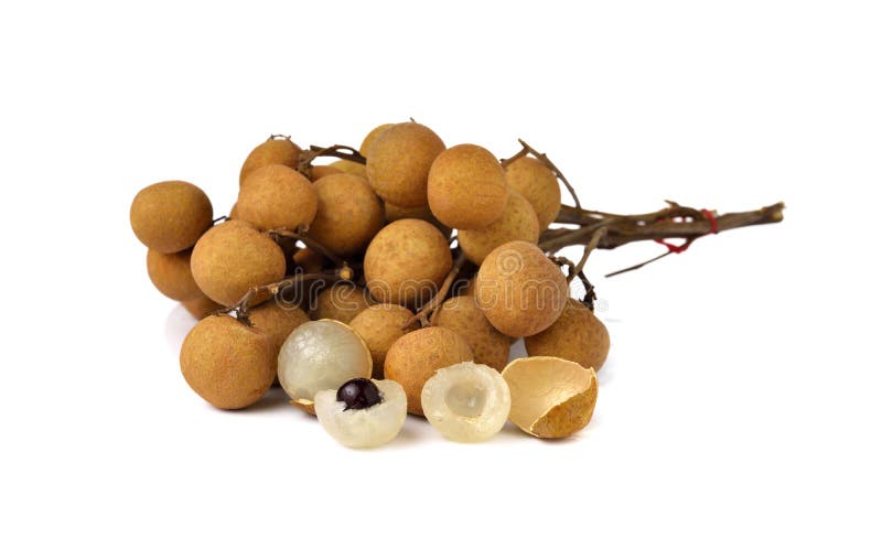 Fresh Longan on white stock photos