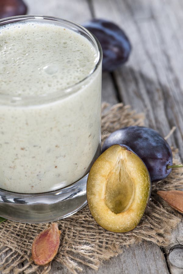 Fresh made Plum Milkshake stock photo. Image of nature 33636140