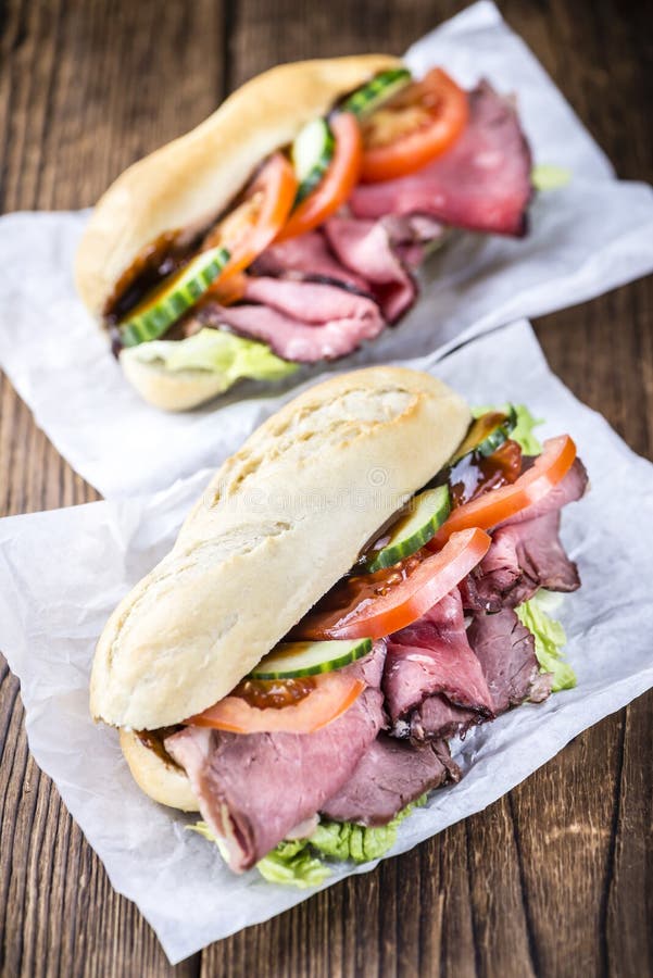 Fresh Made Sandwich (with Roast Beef) Stock Photo - Image of sandwich ...
