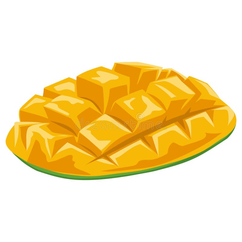 Fresh Mango Chopped Cubes Illustration Flat Design Vector stock illustration