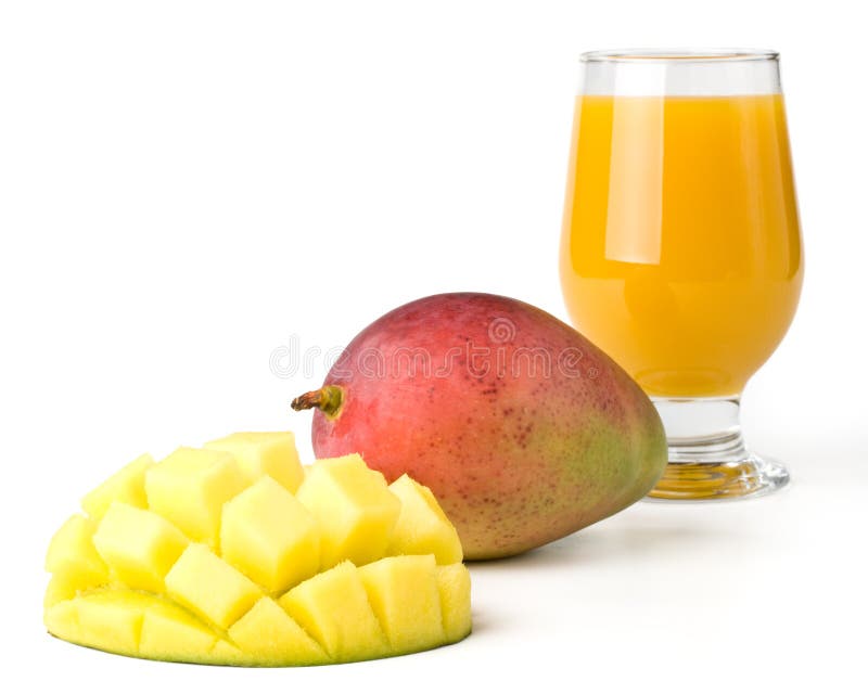 Fresh Mango And Glass Of Mango Juice Stock Image Image of background