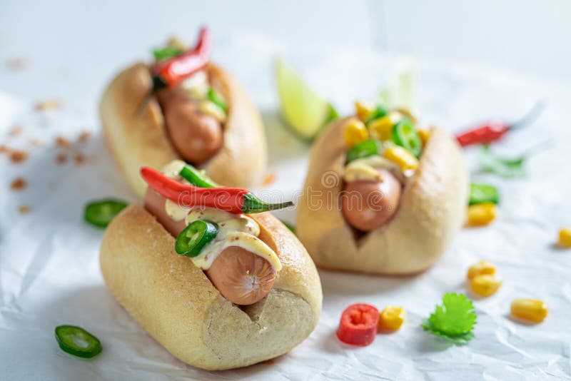 Fresh Mini Hot Dogs As a Quick Appetizers Stock Photo Image of
