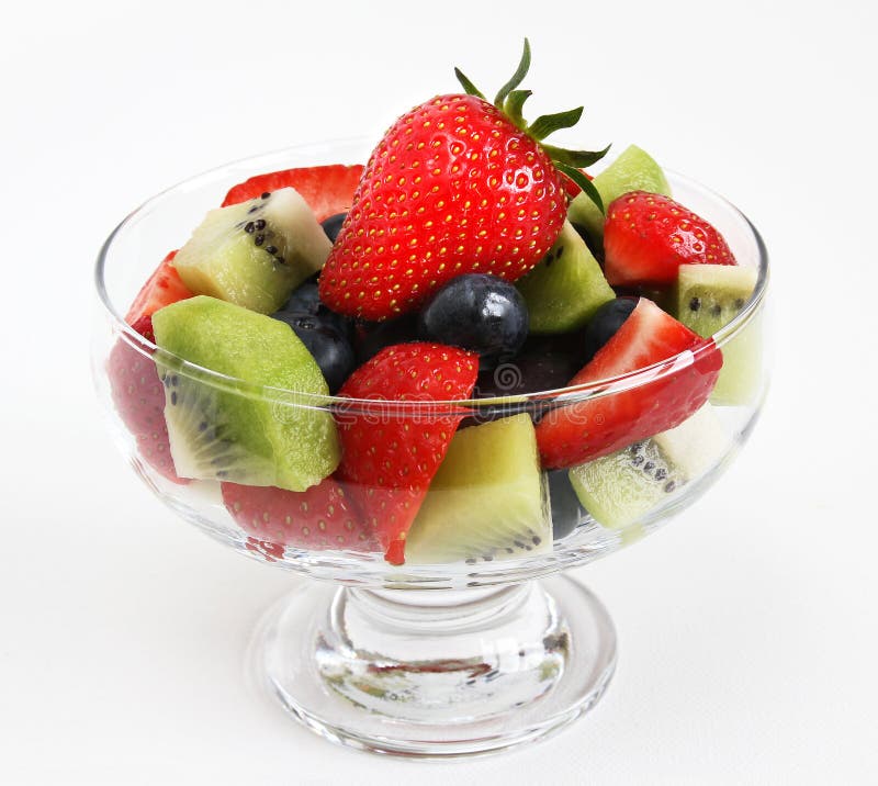 Fresh Mixed Fruit Salad in a Glass Bowl Stock Image Image of