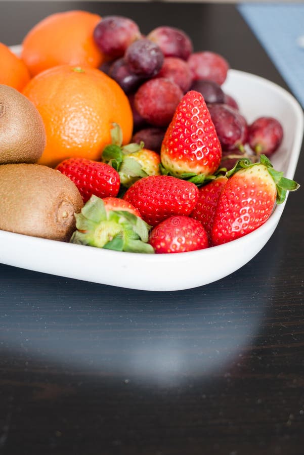Fresh Mixed Fruits on Plate Stock Photo Image of kiwi, mint 173133320
