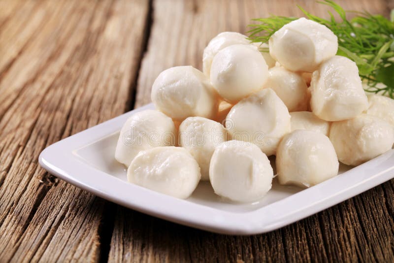 Fresh mozzarella cheese balls