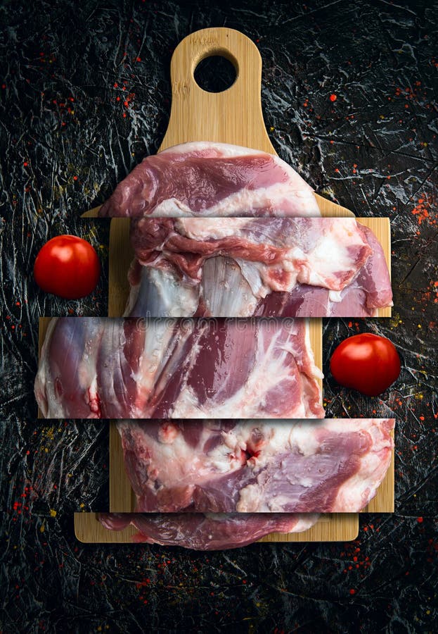 Fresh mutton Meat on a Cutting Board