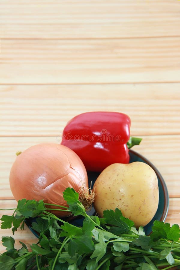 Fresh Natural Vegetables, Onions, Potatoes, Peppers Stock Photo Image