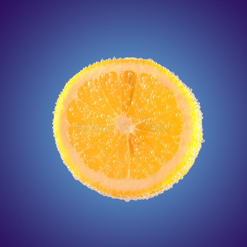 Fresh Orange with Bubbles in Water. Stock Photo Image of flavor