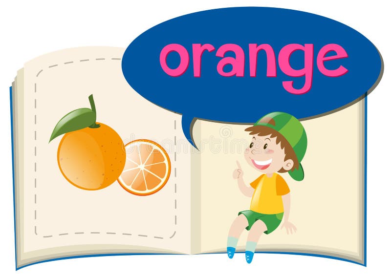 Fresh Orange on Children Book Stock Illustration Illustration of