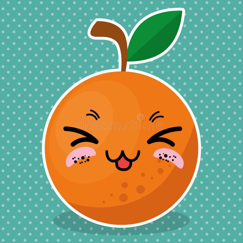 Fresh Orange Fruit Kawaii Character Stock Vector Illustration of