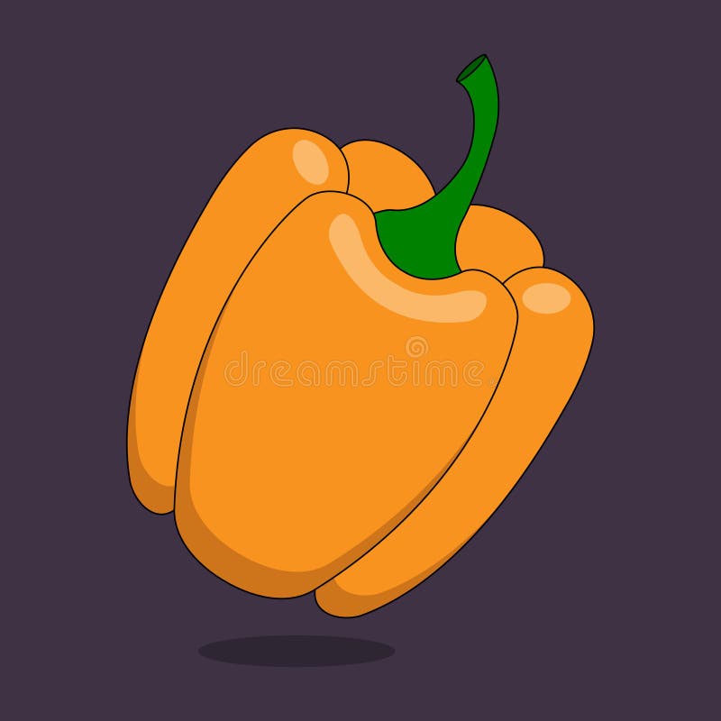 Fresh Orange Pepper with Vector Illustration Stock Vector