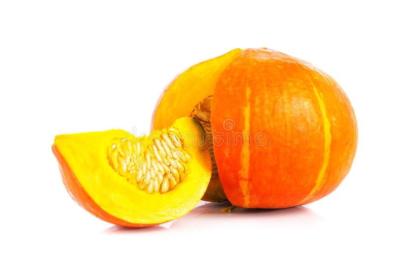 Fresh Orange Pumpkin Isolated on White Background Stock Photo Image